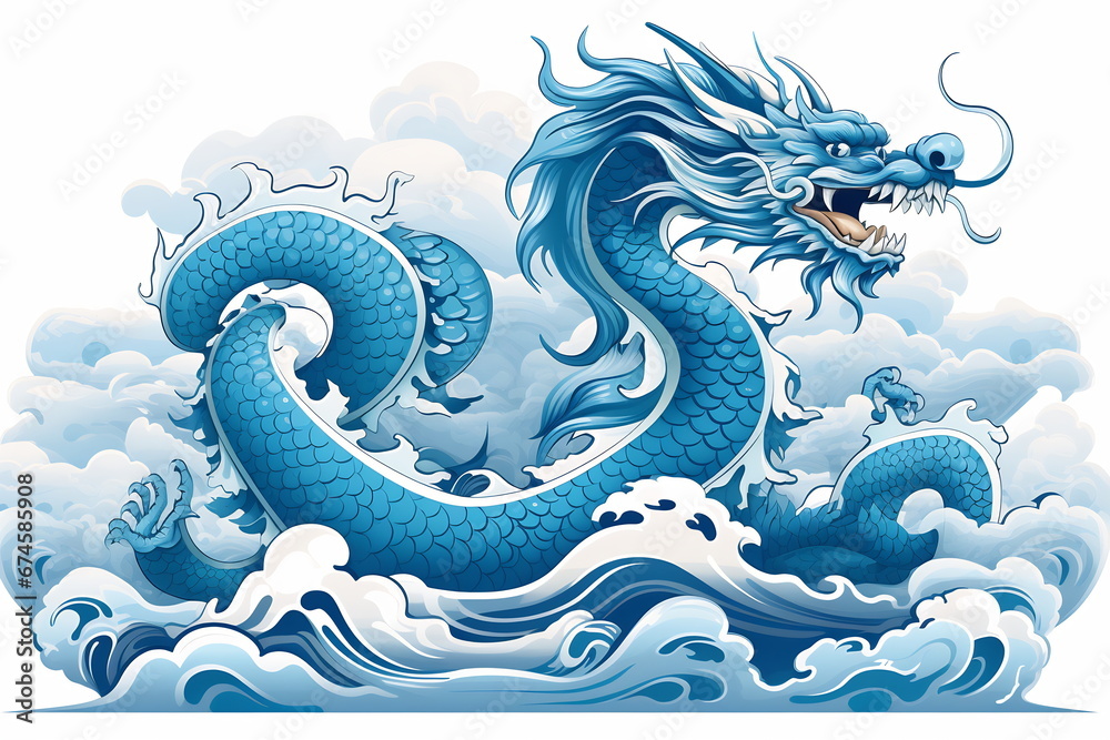Blue Chinese Dragon symbol of 2024. Chinese New Year Blue Chinese Dragon symbol of 2024. Chinese New Year