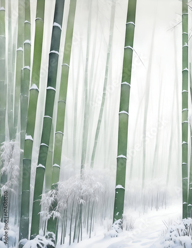First Snow in the Bamboo Forest