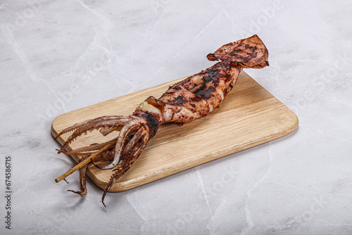 Dietary grilled squid in the plate