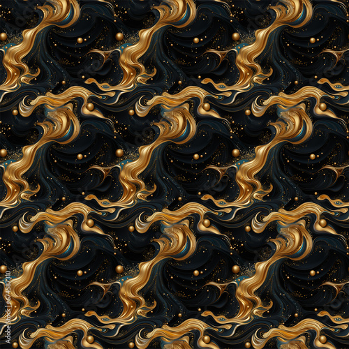 Abstract black and gold 3d seamless background. Contrast colors. Perfect for banners, presentations, flyers, posters and invitations © Yuliya
