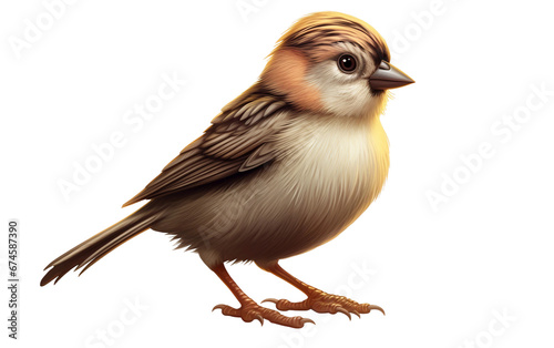 Tranquil Serenity Sparrow 3D, on transparent background