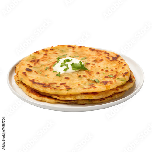 Realistic Aloo Paratha, on transparent background