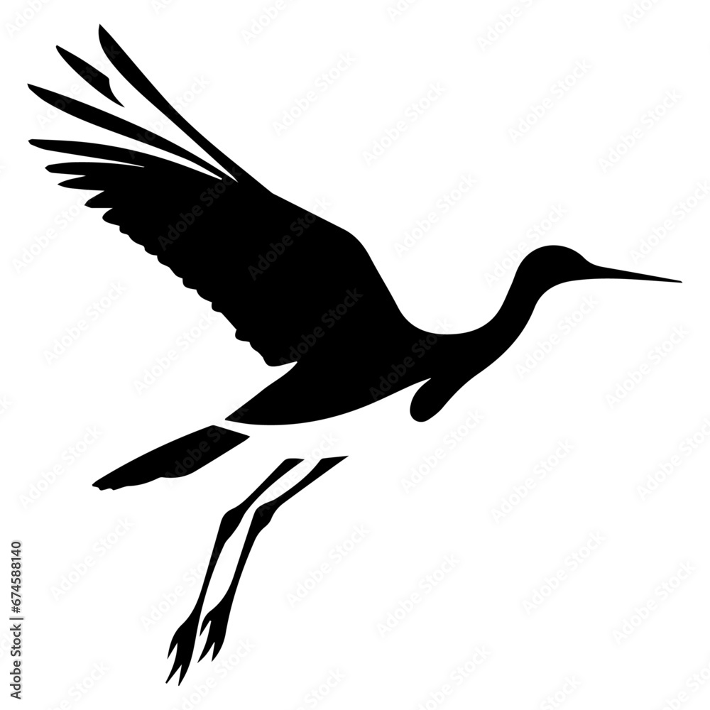 Fototapeta premium Avocet vector silhouette black color white background