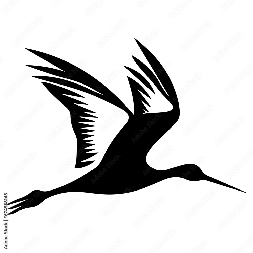 Fototapeta premium Avocet vector silhouette black color white background