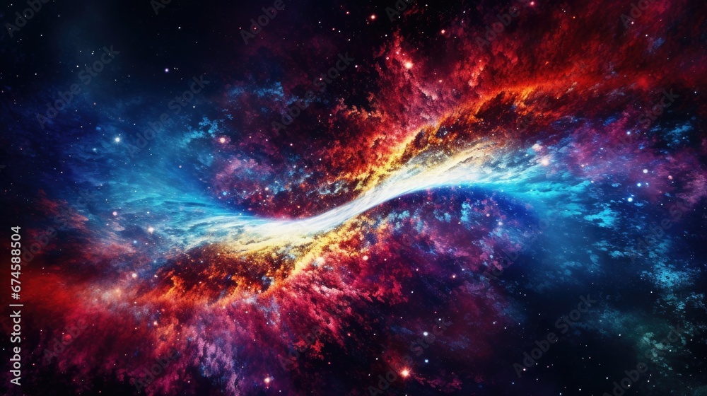 Fototapeta premium Swirling galaxy texture background Colorful space with bright colors and stars scattered throughout