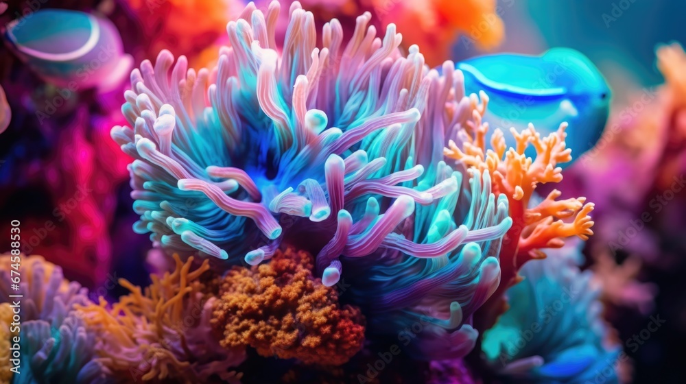 Fototapeta premium Coral reef underwater abstract background marine ecosystem underwater sea view