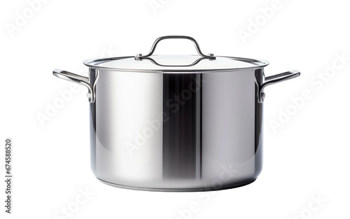 Silver Color Shinny Stockpot Isolated On Transparent Background PNG.