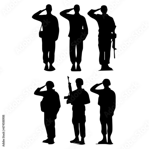 Saluting soldier vector silhouette