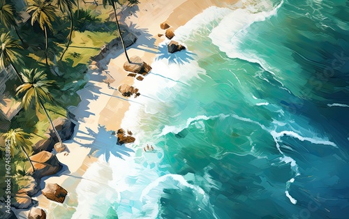Piaszczysta egzotyczna plaża z palmami.  © Bear Boy 