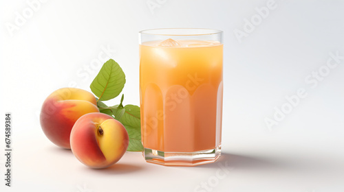 3D render of a cup of an peach juice set