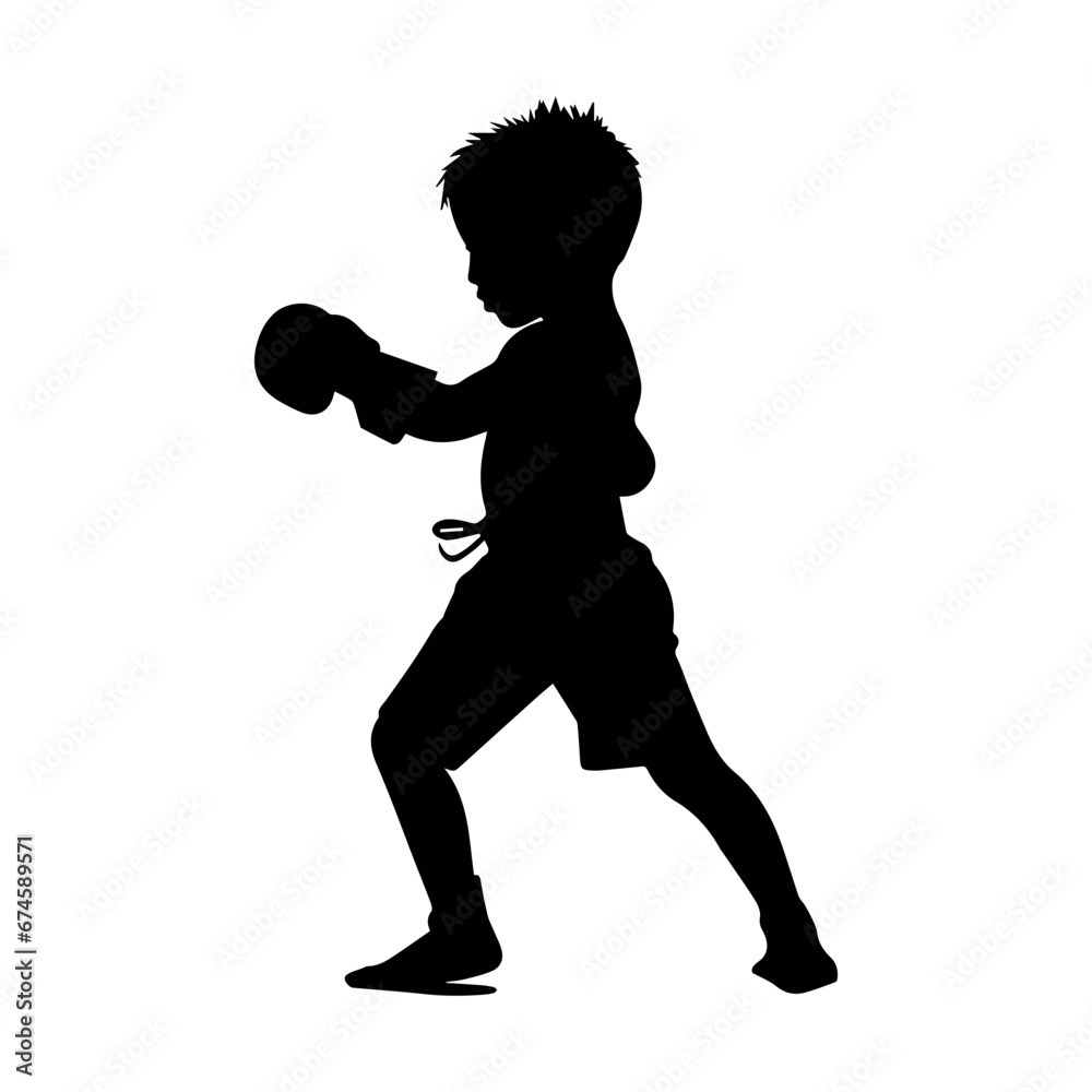 Vector silhouette of a baby Boxing, The child in Boxing. Vector silhouette of a baby Boxing, The child in Boxing.