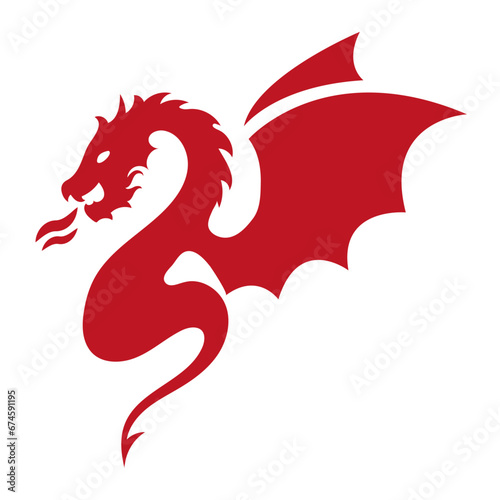 Wallpaper Mural Illustration depicting a red dragon with wings on a white background Torontodigital.ca