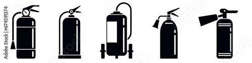 Fire extinguisher icon vector set. Firefighter illustration sign collection.Help symbol.