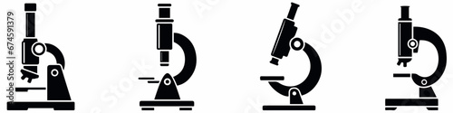 Simple set of microscope modern thin line icons. photo