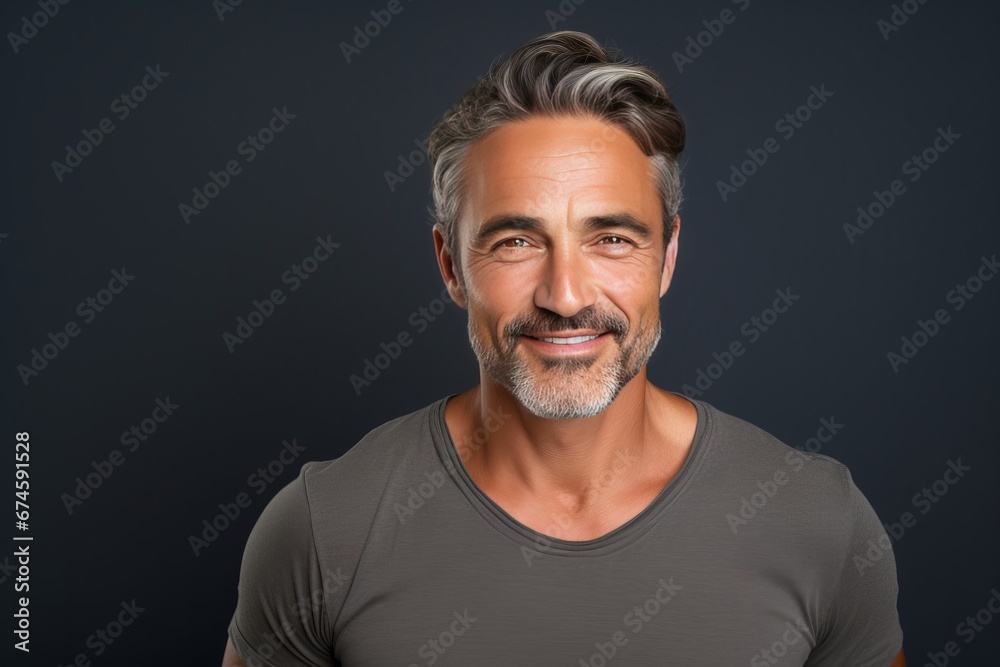 Mature smiling man studio portrait. AI generative Mature smiling man studio portrait. AI generative