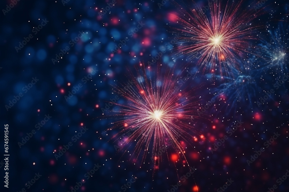 Fototapeta premium Abstract colored firework background with free space for text