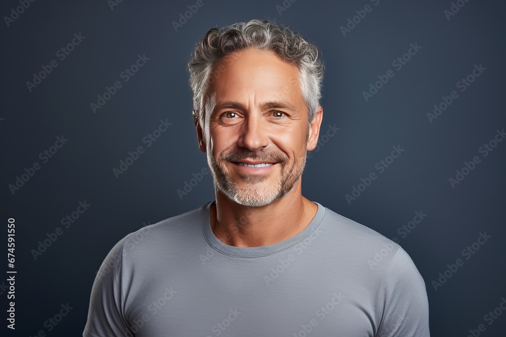 Mature smiling man studio portrait. AI generative Mature smiling man studio portrait. AI generative