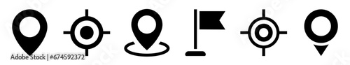 GPS location Map icons. Set of map pin icon set. Current location. Tracking symbol. Pointer sign. Vector illustration