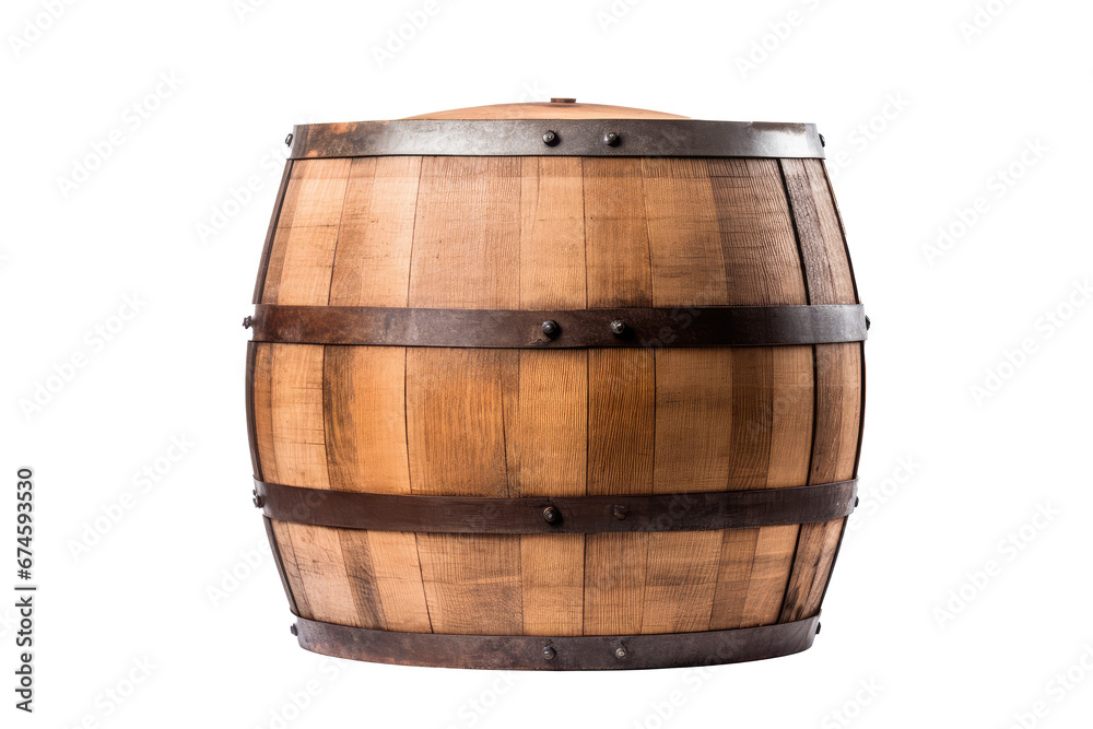Obraz premium Wiskey Barrel on White Transparent Background 