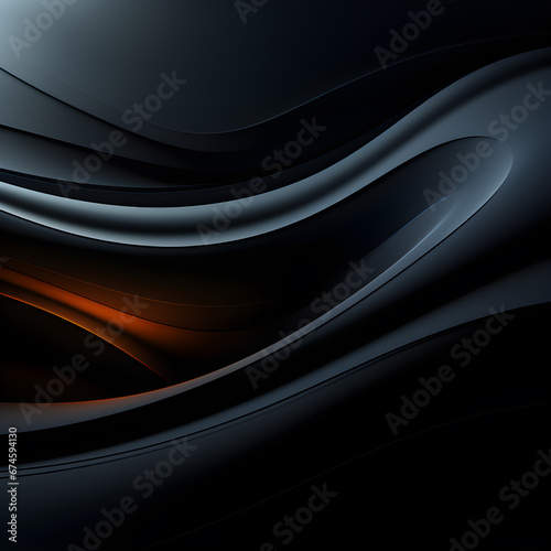Abstract futuristic dark black background with waved design. Realistic 3d wallpaper with luxury flowing lines. Elegant backdrop. illustration