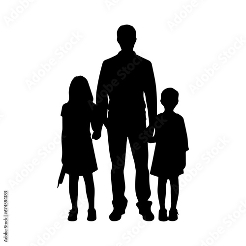 Silhouette of a family, Suluet family four persons parents and two children, vector illustrator.