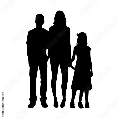 Silhouette of a family, Suluet family four persons parents and two children, vector illustrator.