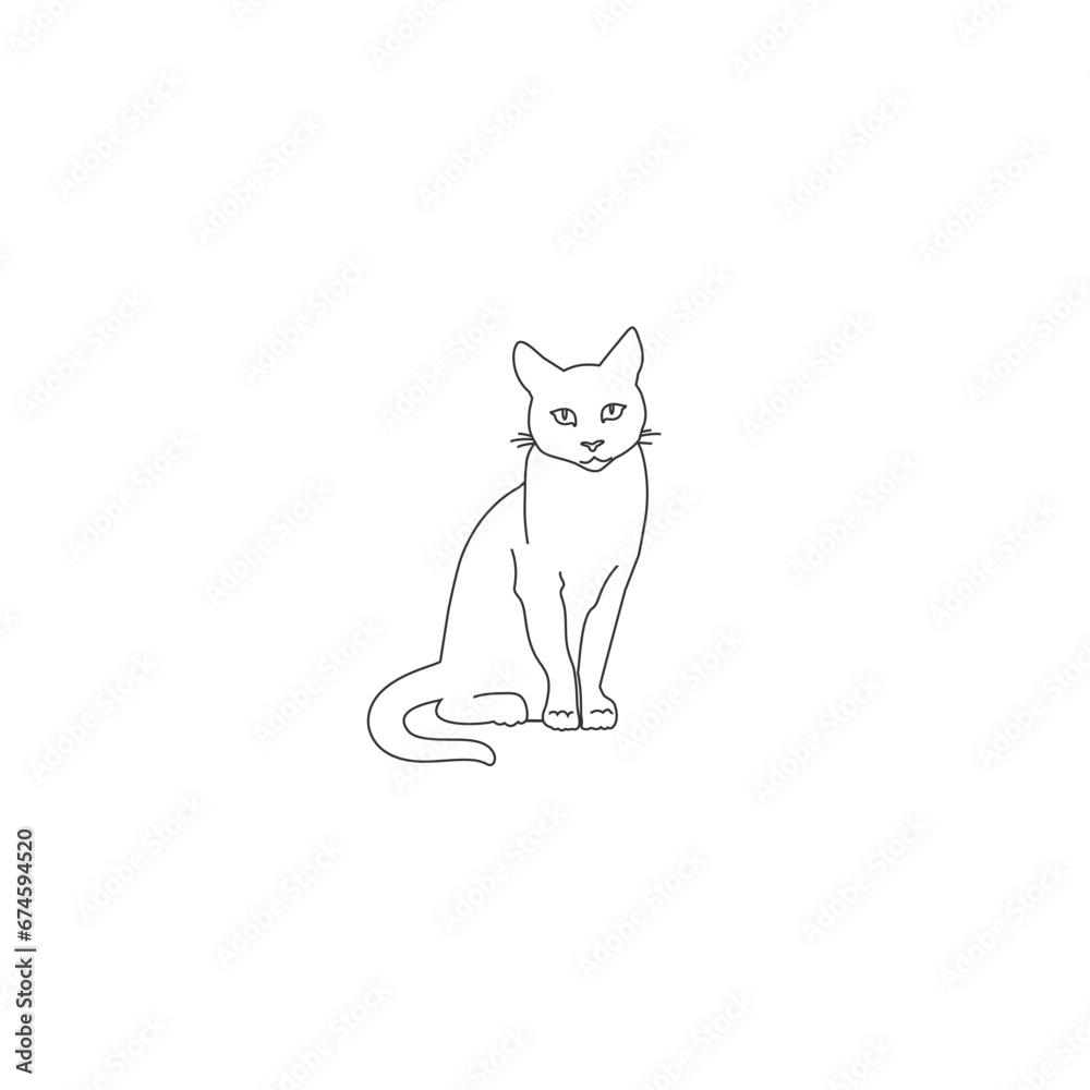 Cat line icon flat sign vector illustration
