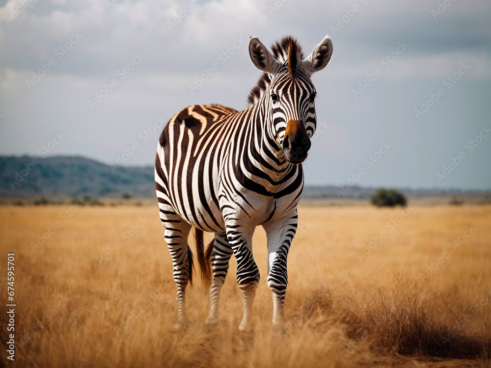 Naklejka premium zebra in the savannah in africa