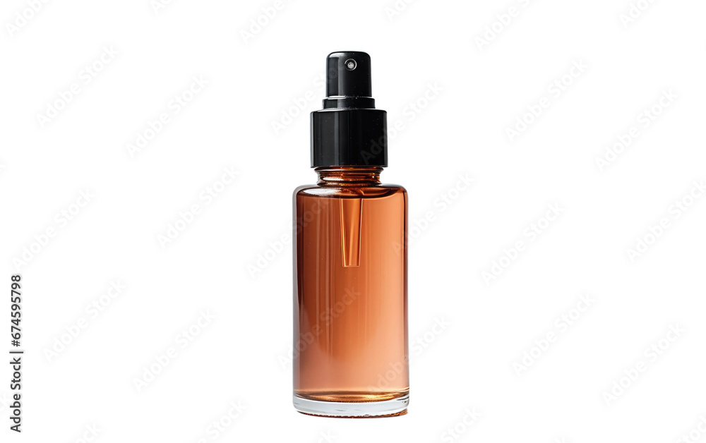 Wig Conditioner Serum Bottle With Black Cape Isolated On Transparent Background PNG.