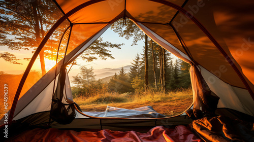 A camping tent in a nature hiking spot view