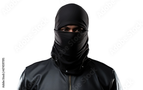 Balaclava Man Hiding His Face Isolated On Transparent Background PNG. photo