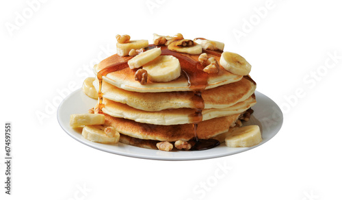 Banana pancakes sprinkled with honey. Food. Dessert on a transparent background photo