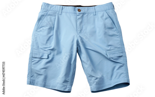 Blue Color Bermuda Shorts Isolated On Transparent Background PNG.