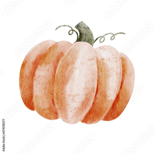 Cozy orange pumpkin - watercolor style
