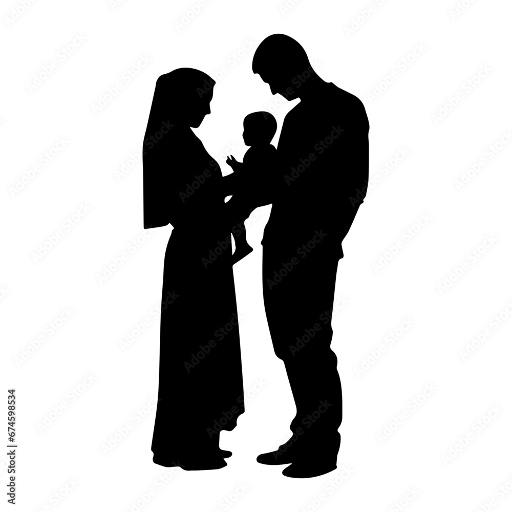 custom made wallpaper toronto digitalsilhouette of muslim family. Vector Illustrator