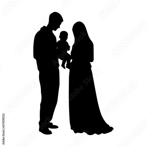 silhouette of muslim family. Vector Illustrator