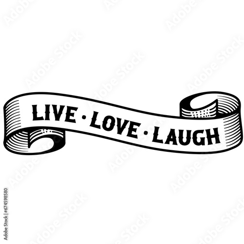 scroll vintage banner live love laugh