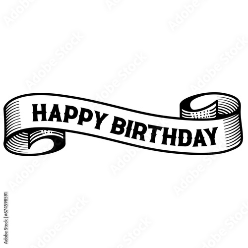 Canvas Print scroll vintage banner happy birthday