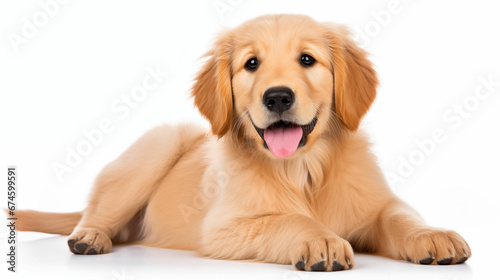Adorable Retriever Dog Posing Playfully Isolated on a Pure White Background