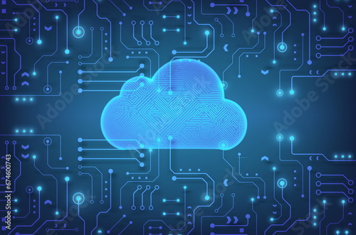 blue circuit board cloud technology background
