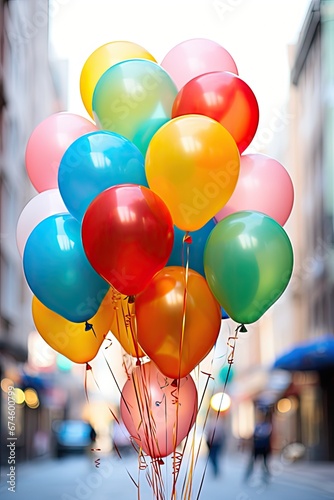 Colorful balloons in the street