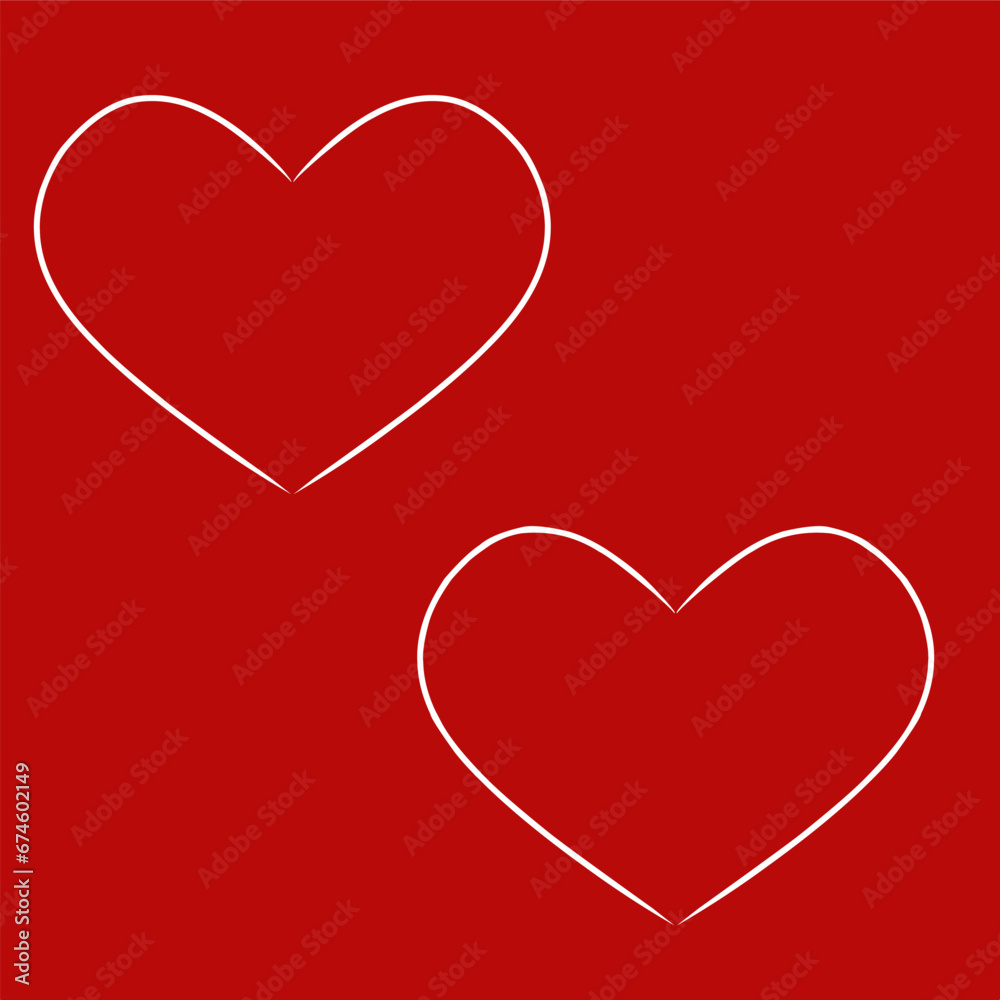 2 love icons on red background