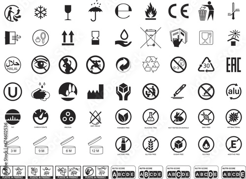 Set of Packaging Symbols. Handbook symbols. photo