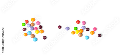 Konstfotografi Scattered small candies isolated