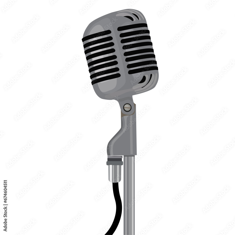 Fototapeta premium retro microphone isolated on white background. 