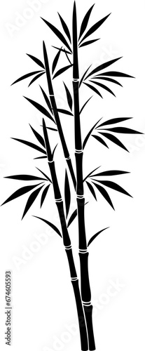 Bamboo plant silhouette in black color. Vector template for tattoo or laser cutting.