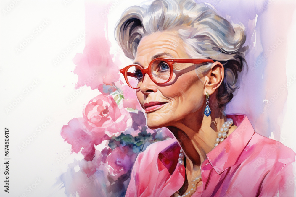 portrait of a stylish, positive, modern woman, showing beauty in the golden years portrait of a stylish, positive, modern woman, showing beauty in the golden years