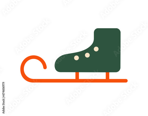 Skates icon. Figure skates symbol.Christmas, New Year concept. Christmas symbolism. Sticker. Flat Vector illustration