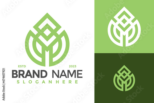 Letter M Drop Logo design vector symbol icon illustration