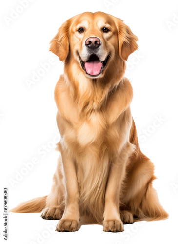 an old golden retriever puppy isolated on white photo